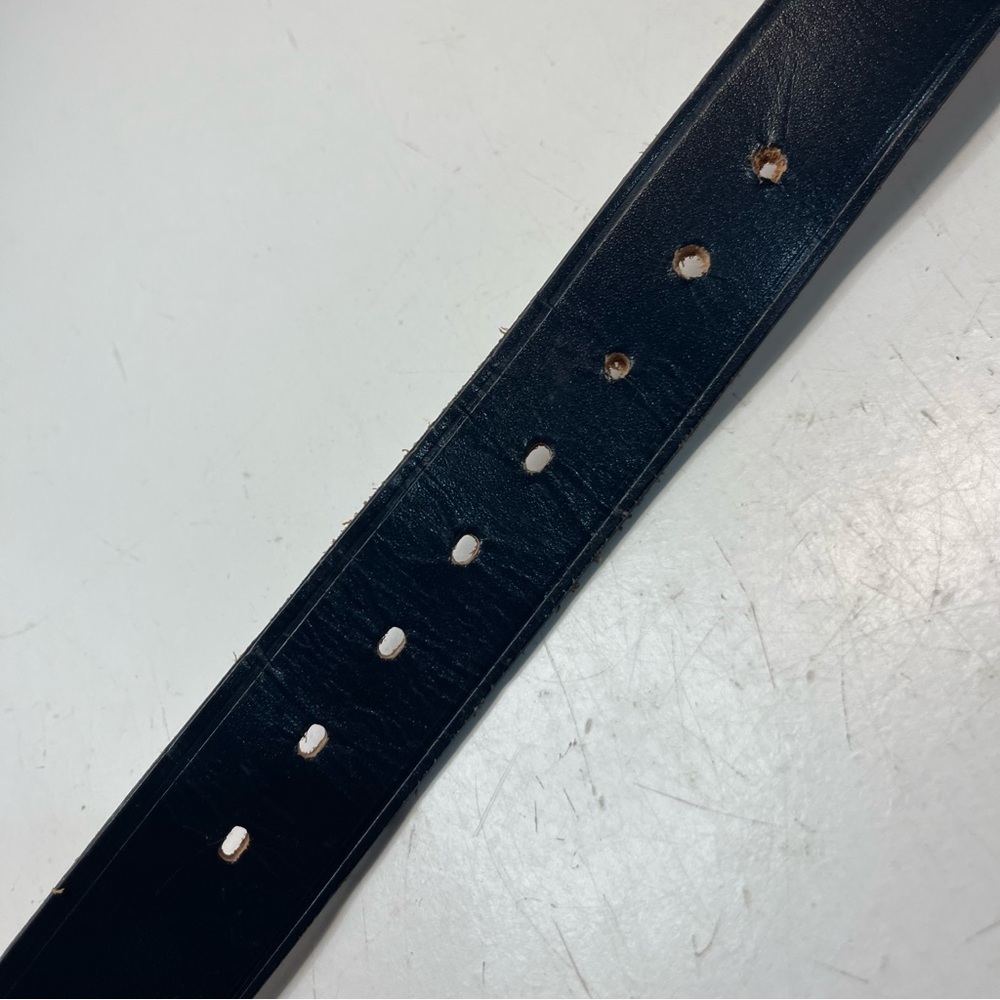 Vintage Navy Genuine English Bridle Leather Belt with Gold Lionhead Pin Buckle - Picture 8 of 11